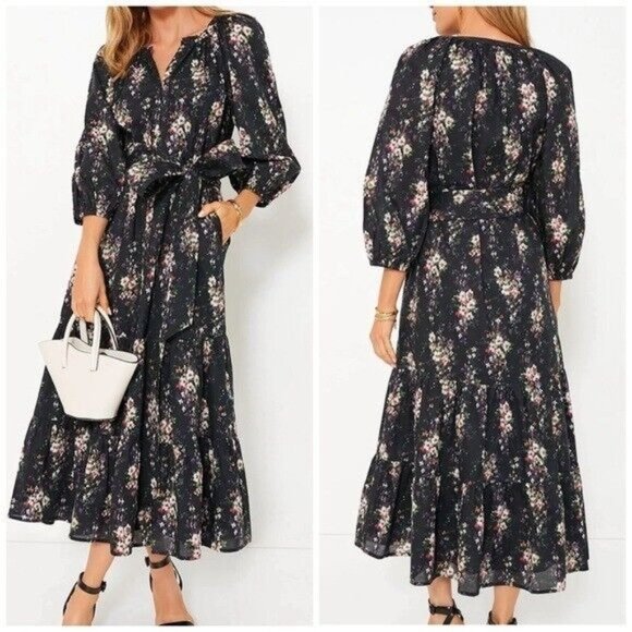 Onyx Dresses & Skirts - Onyx Falling Flowers Bouquet Lyles Dress Black Floral Women’s Size Small